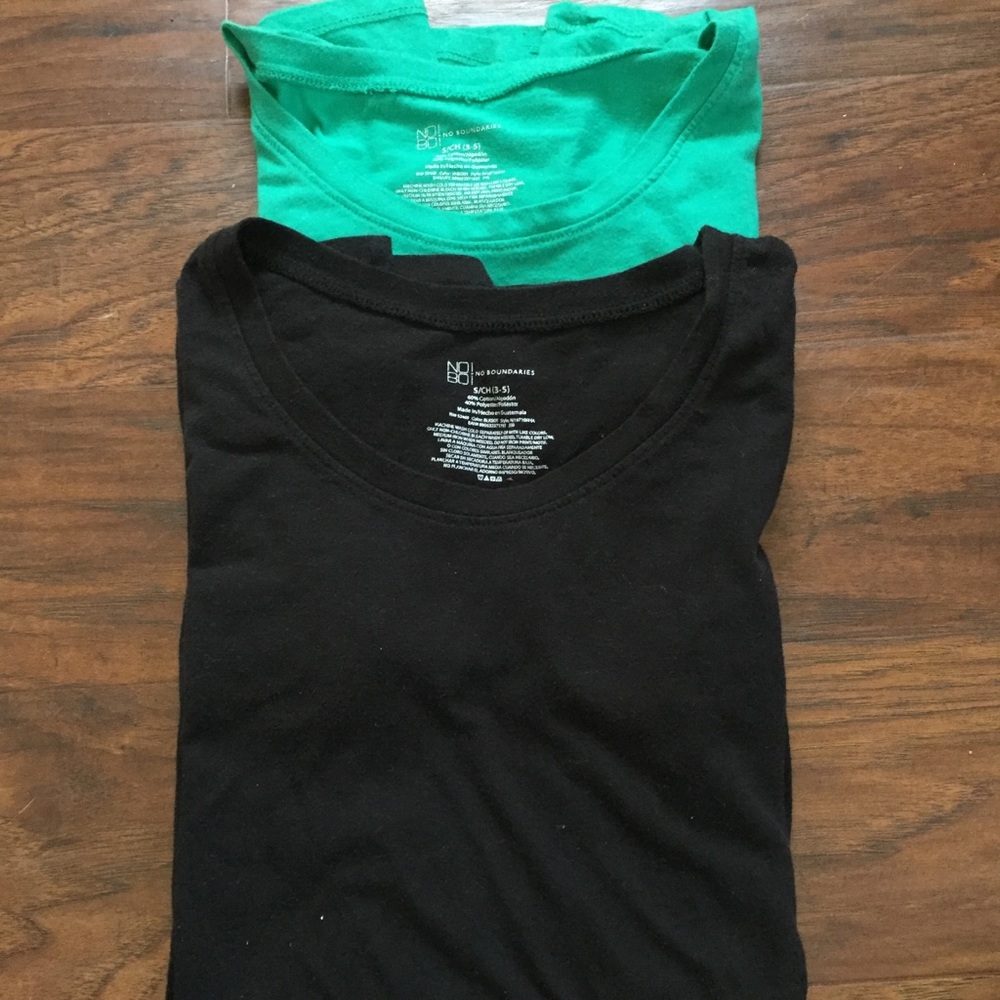 Two short sleeve shirts.